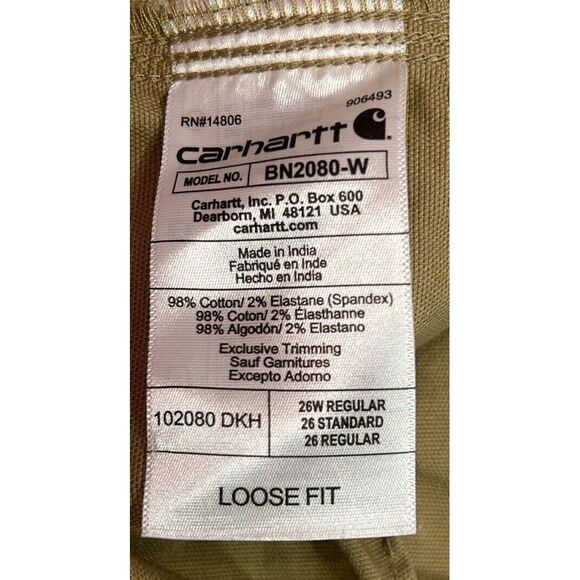 Carhartt Women Plus 26W Original Fit Crawford Carpenter Pants Tan Rugged Flex - Picture 7 of 10